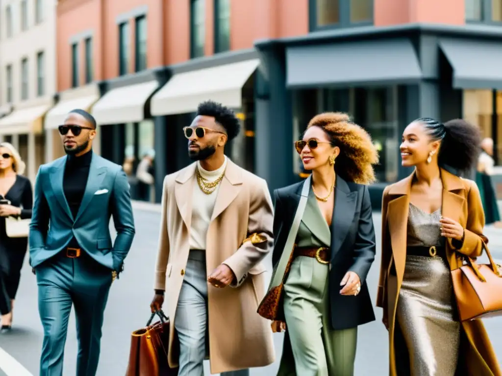 Grupo diverso de personas caminando por la ciudad, expresando su estilo en medio de la crisis económica