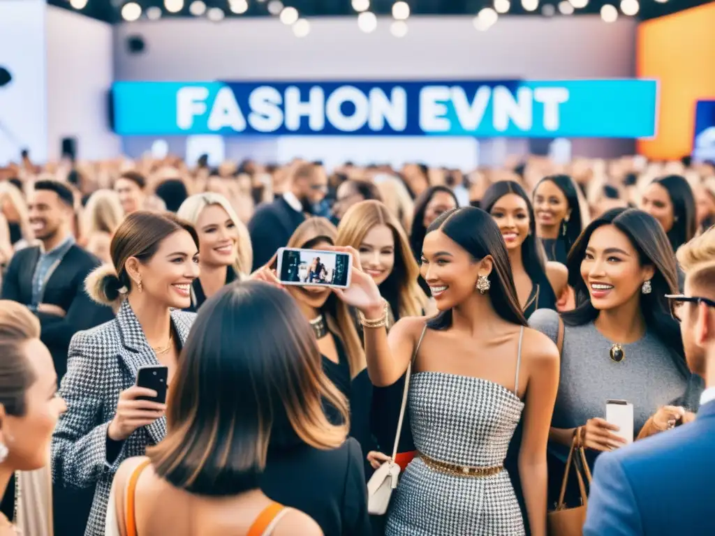 Grupo de influencers de moda en evento social, compartiendo reseñas para impulsar ventas