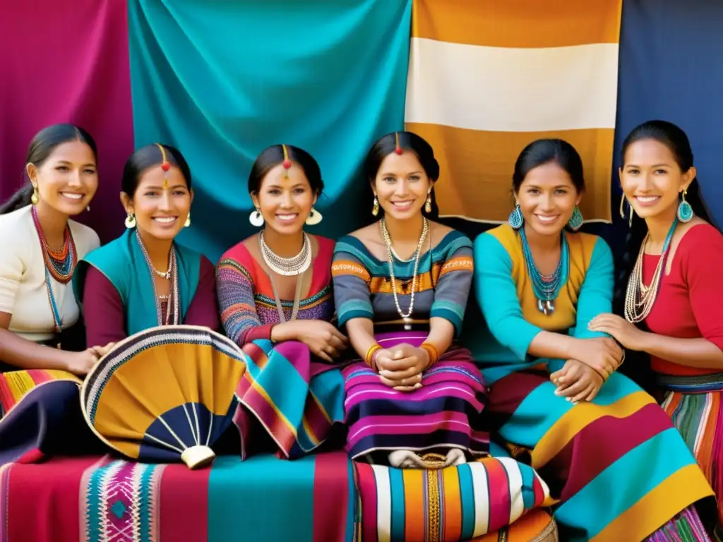 Grupo de mujeres aimaras llevando moda aimara tradicional historia en vibrante mercado andino