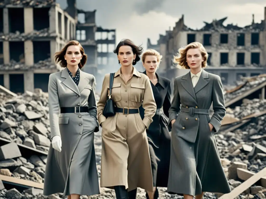 Grupo de mujeres con estilo en tiempos de guerra, impacto cultural en la moda en tiempos de crisis