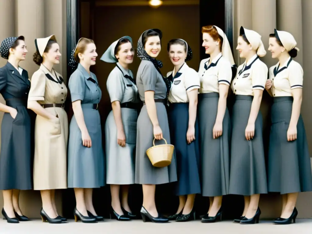 Grupo de mujeres en fila para racionamiento durante la guerra