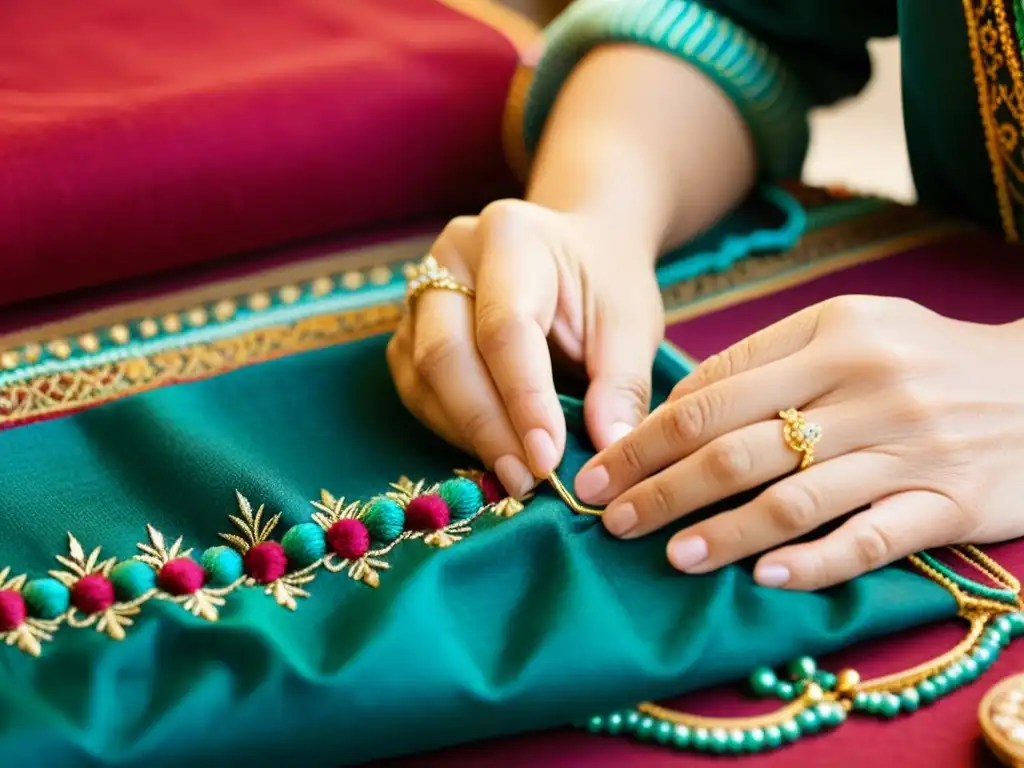 Un hábil artesano palestino borda con orgullo un patrón tradicional