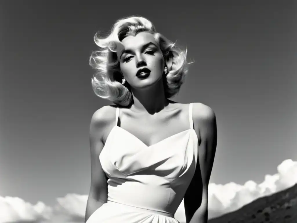 Marilyn Monroe, ícono de la belleza y el glamour de los 50, en vestido blanco