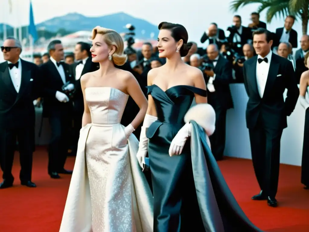 Icono del glamour en Cannes: Actrices icónicas desfilan en la alfombra roja, mostrando la influencia del Festival de Cannes en la moda