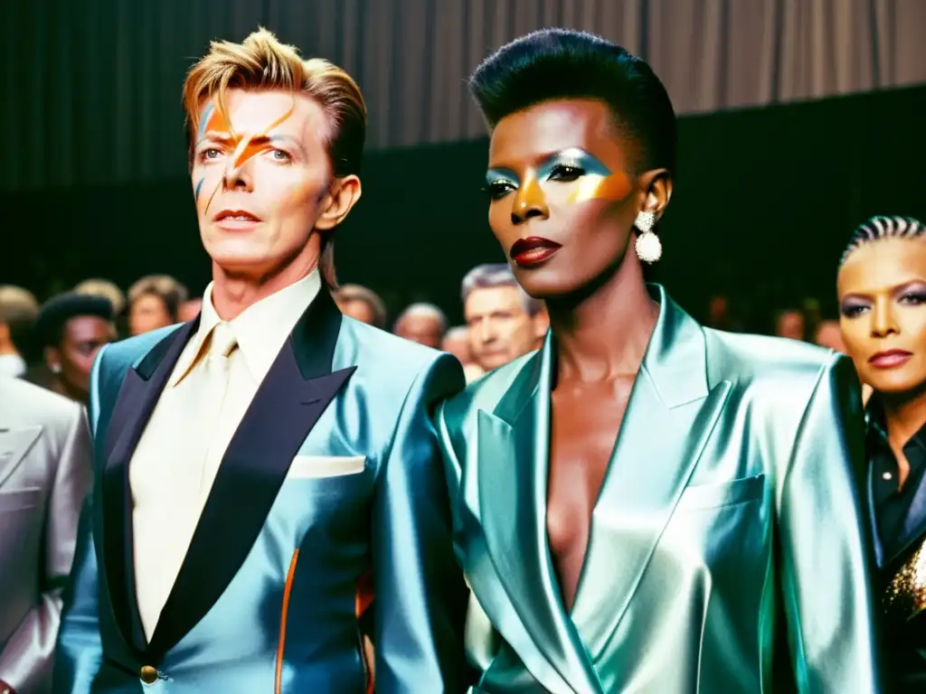 David Bowie y Grace Jones, iconos andróginos, desafían la moda en un evento en los 80