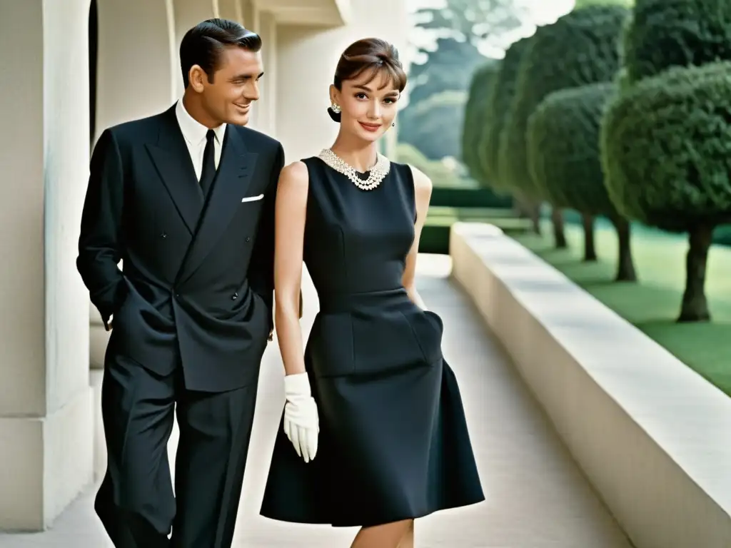 Imagen en blanco y negro de Audrey Hepburn y Givenchy, una representación del ascenso de Givenchy e impacto cultural en la moda