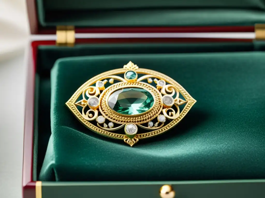 Una imagen de broches clásicos y modernos, simbolizando la historia de la joyería funcional con detalles exquisitos y diseño innovador