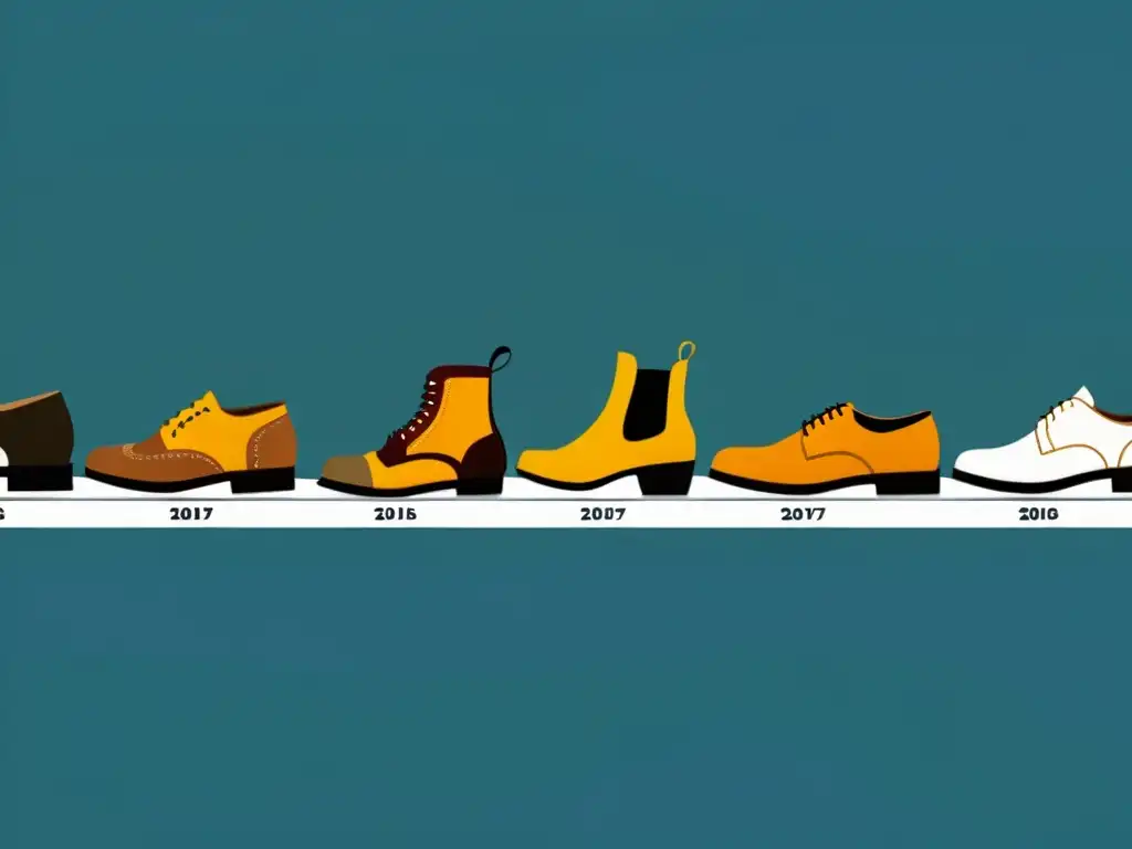 La evolución del calzado masculino a lo largo de la historia Imagen detallada de la evolución del calzado masculino a lo largo de la historia, desde sandalias romanas hasta sneakers contemporáneos