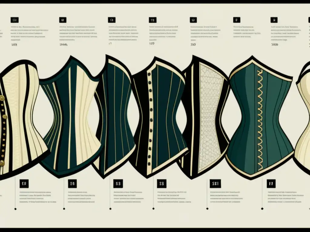 Imagen detallada de la evolución del corset a lo largo de la historia, de símbolo de opresión a símbolo de empoderamiento femenino