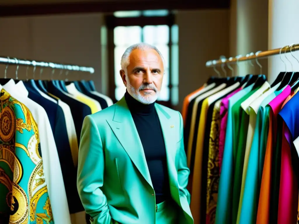 Imagen documental de Gianni Versace en su atelier durante la Semana de la Moda de Milán