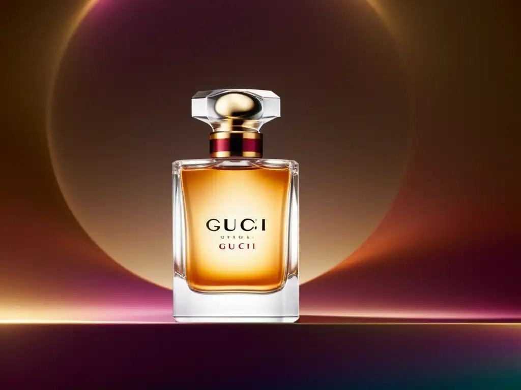 Imagen documental de alta resolución del nuevo perfume Gucci, capturando la influencia de moda y el glamour de la campaña publicitaria