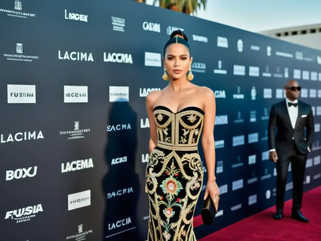 Imagen de gala en el LACMA Art + Film Gala, con celebridades y diseñadores de moda, destacando el impacto cultural de la moda en Hollywood