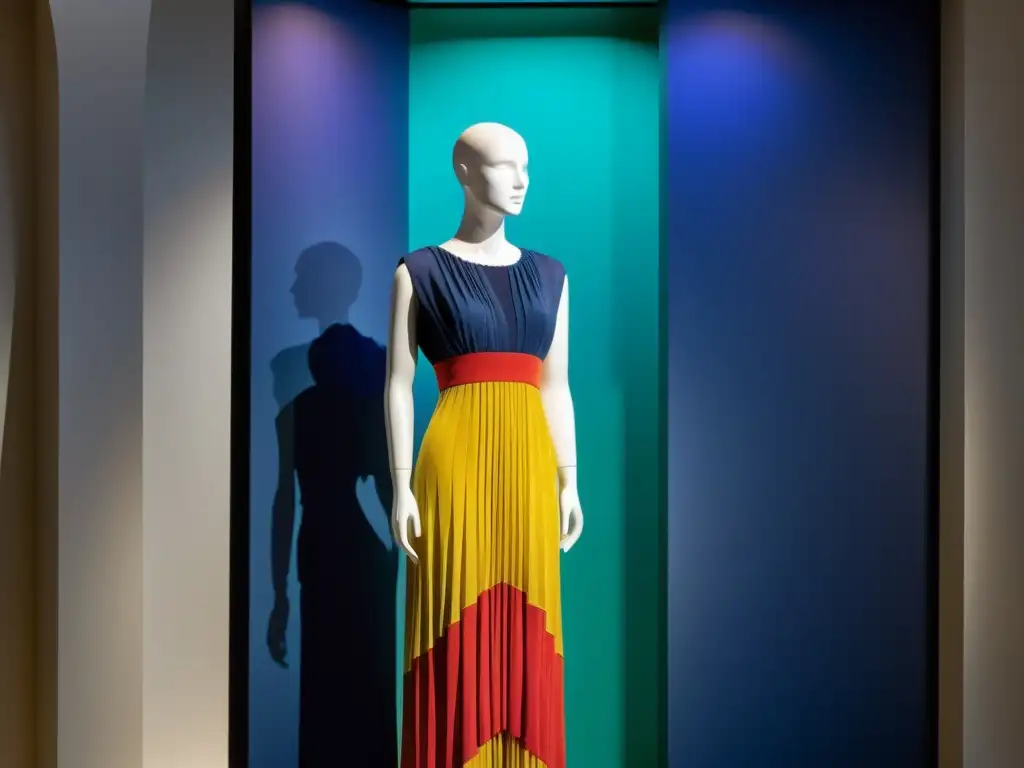 Imagen de alta resolución del icónico vestido 'lampshade' de Paul Poiret, con pliegues intrincados y colores audaces