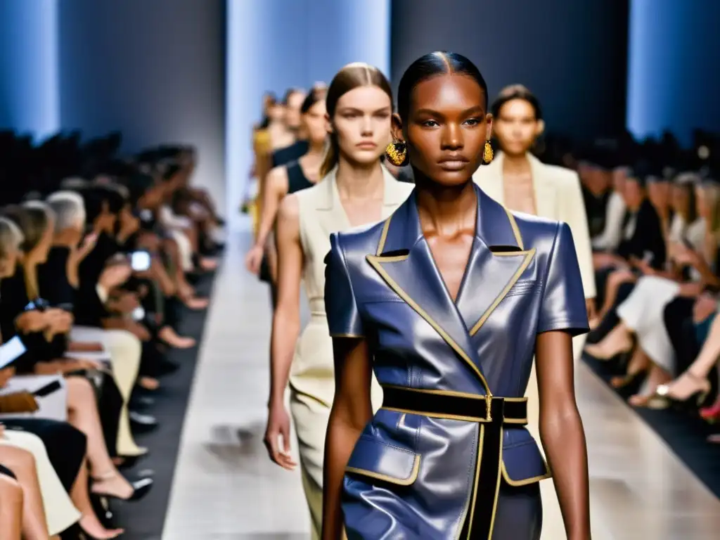 Imagen impactante de desfile de moda de Bottega Veneta, destacando su impacto cultural en la historia de la moda