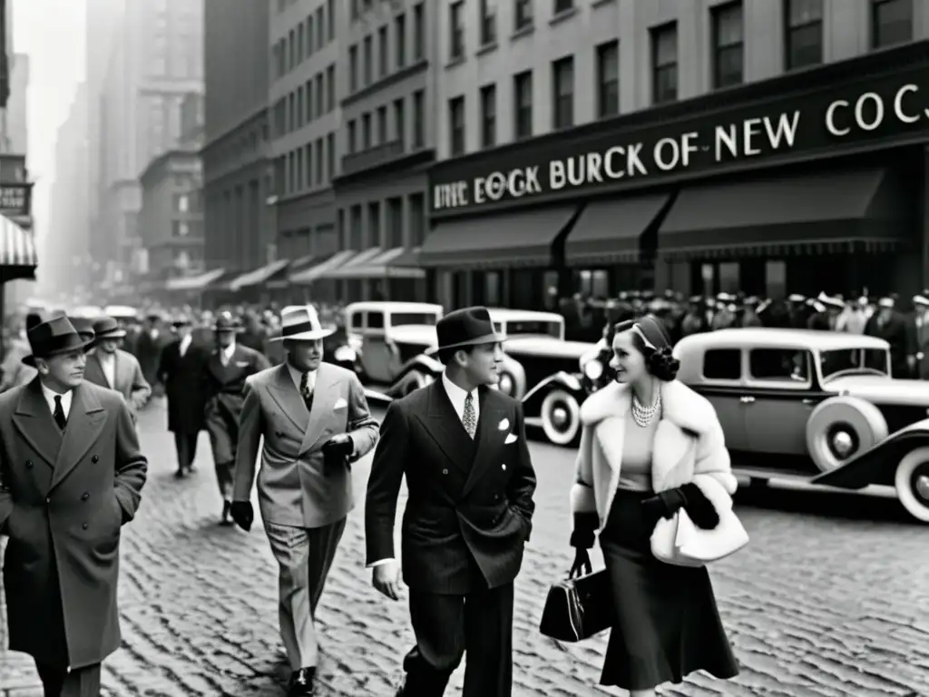 Imagen impactante de la moda y la historia cultural de Nueva York en los años 30, capturando la elegancia en medio de la adversidad