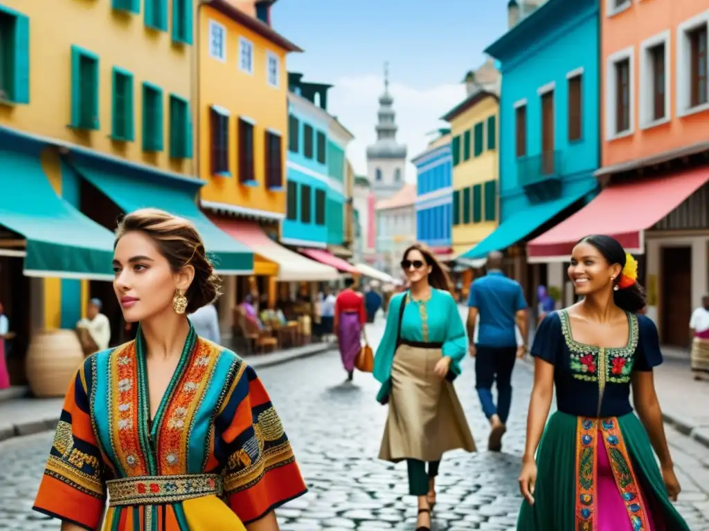 Una imagen llena de historia, moda y expresión cultural en una vibrante escena callejera de una ciudad histórica