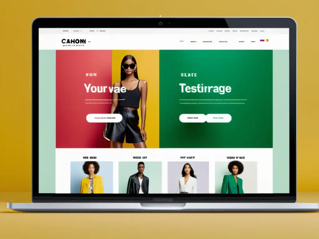 Una imagen que muestra la página de inicio de un sitio web de moda con diseño A/B testing, demostrando técnicas de conversión para sitios de moda