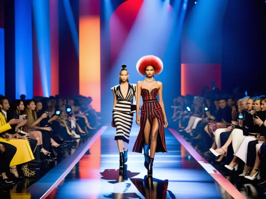 Una impactante pasarela de moda Jean Paul Gaultier, con diseños vanguardistas y modelos seguros