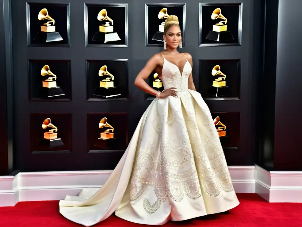 Impacto cultural de la moda y la música en un vestido de alta costura en la alfombra roja de los Grammy Awards