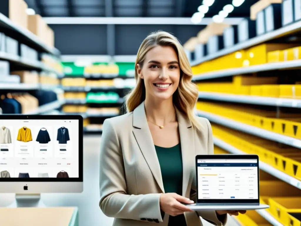 Integración omnicanal en la moda: eficiencia y tecnología Imponente estrategia ecommerce moda multicanal en operación, integración fluida entre plataformas online y tiendas físicas