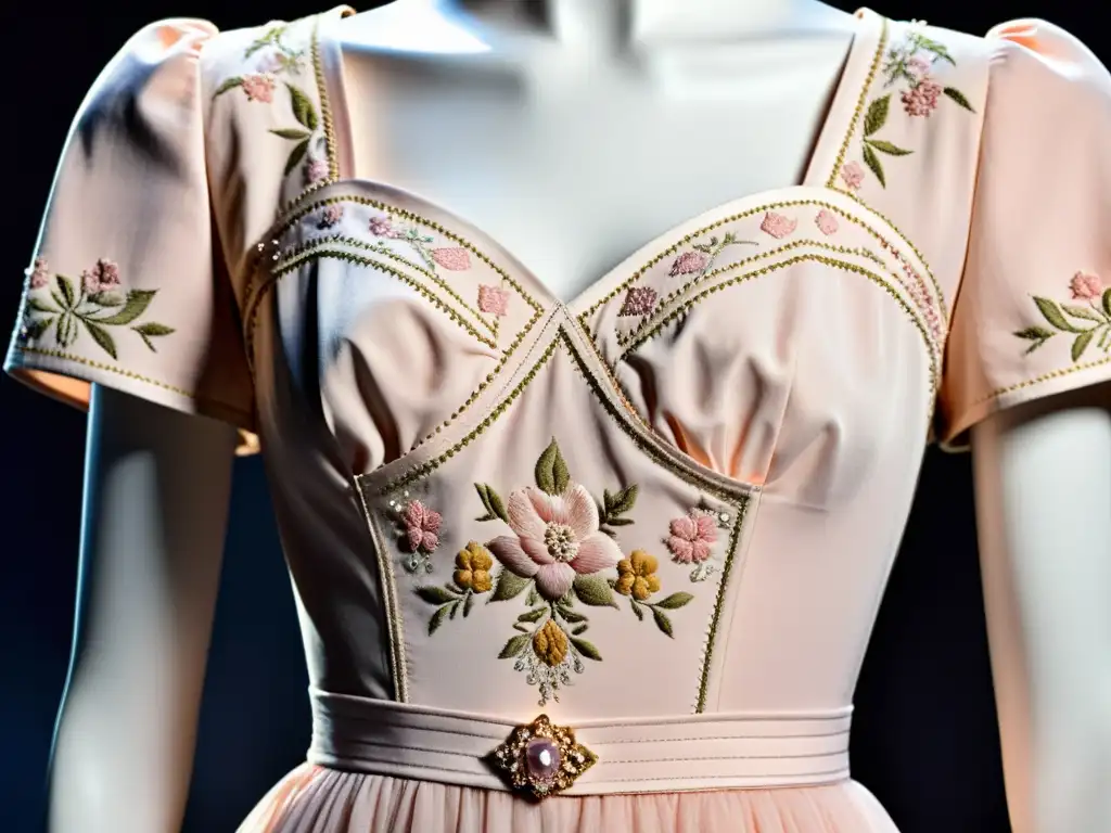 Un impresionante vestido vintage de Dior de la icónica colección New Look de 1947, exhibiendo elegancia atemporal y artesanía exquisita