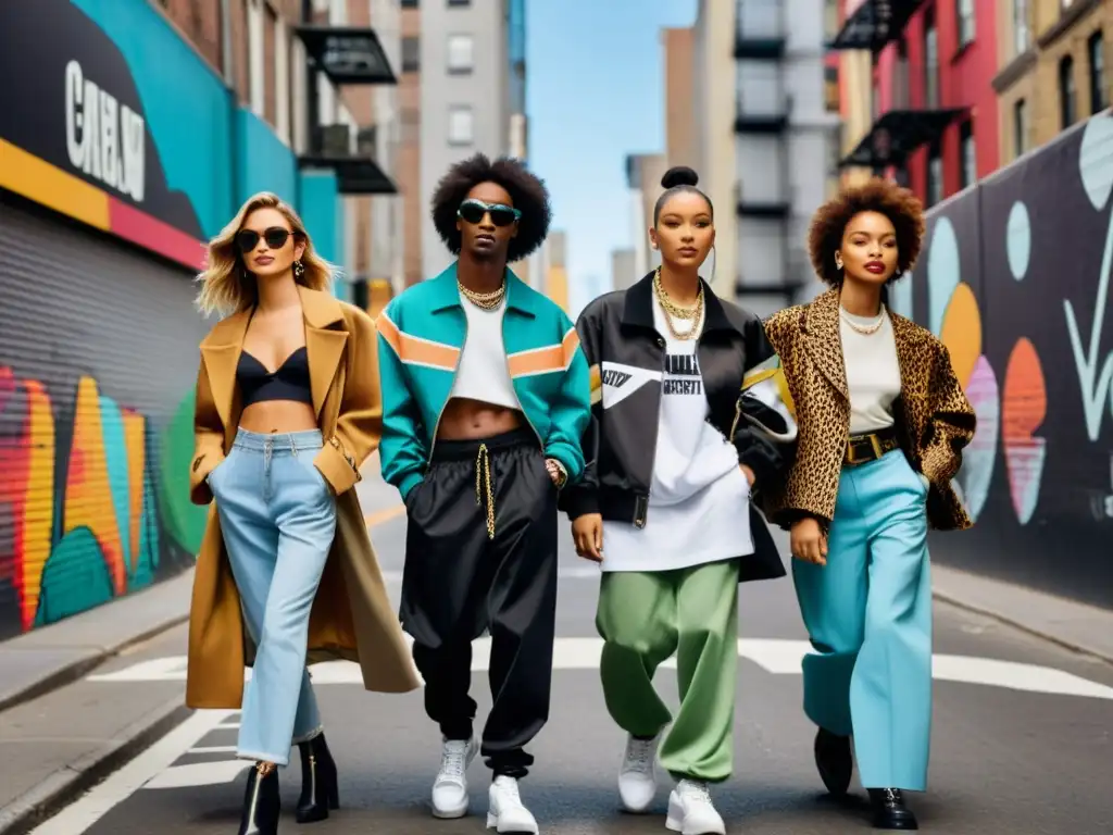 Influencia street style semanas moda: Modelos desfilando por la ciudad con estilo urbano y de alta moda, admirados por su originalidad y confianza