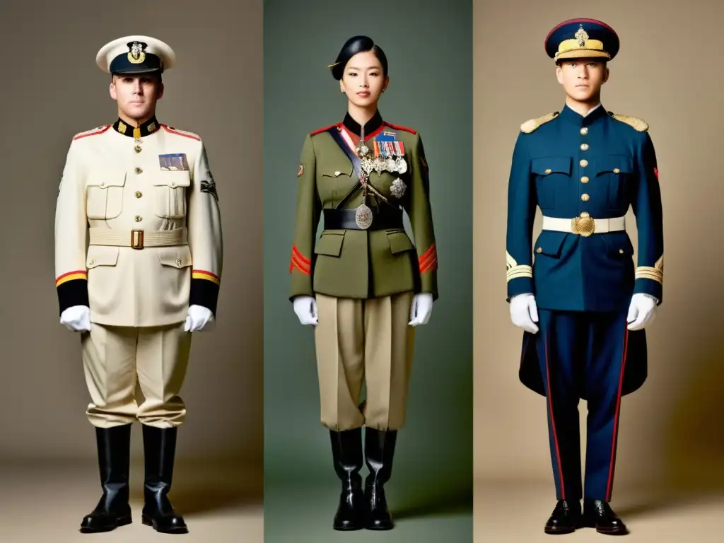 Influencia de uniformes militares en la moda civil a lo largo de la historia, reflejada en una comparación visual entre uniformes históricos y prendas contemporáneas inspiradas en ellos