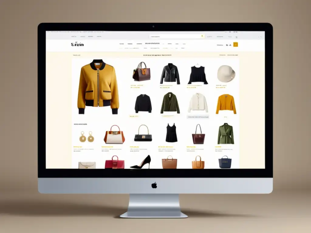 Interfaz de ecommerce de moda con estrategias de upselling y crossselling integradas, ofreciendo una experiencia de usuario atractiva y personalizada