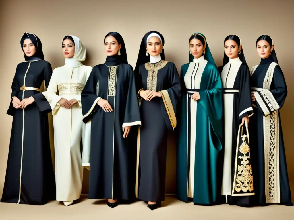 Una línea del tiempo detallada muestra la evolución de la moda abaya, desde lo tradicional a la alta costura