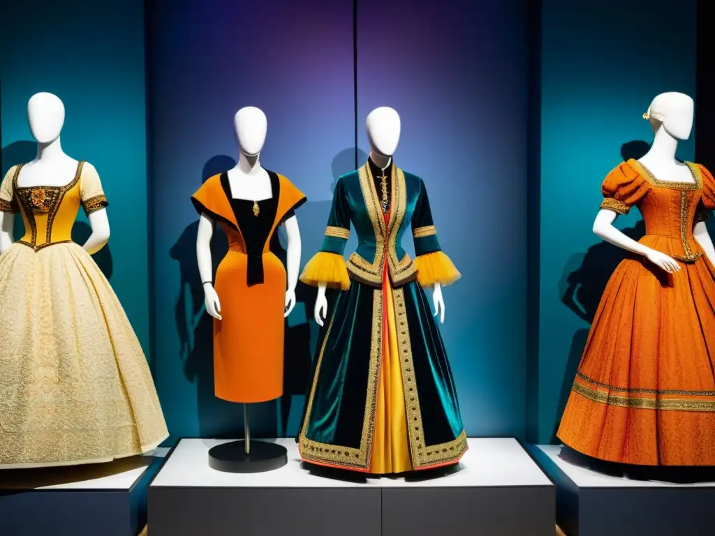 Exhibición de moda histórica con influencias culturales y sociales