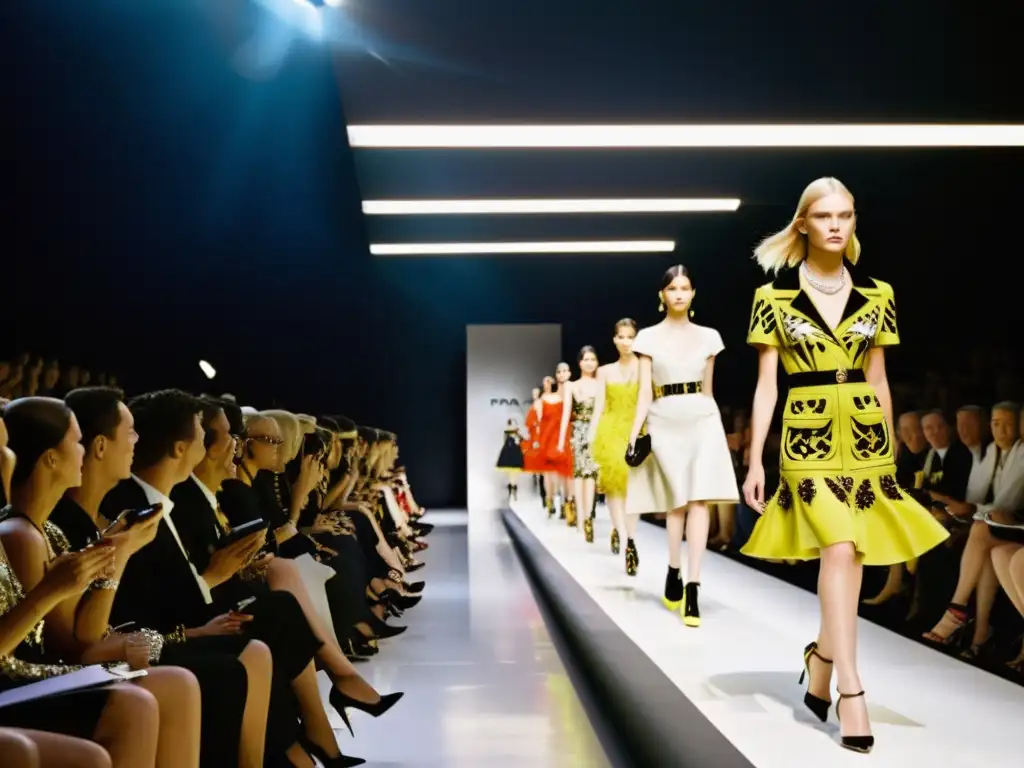 Transformación de la moda de lujo: Desfile de moda de Prada con diseños vanguardistas, modelos diversos y una atmósfera electrificante