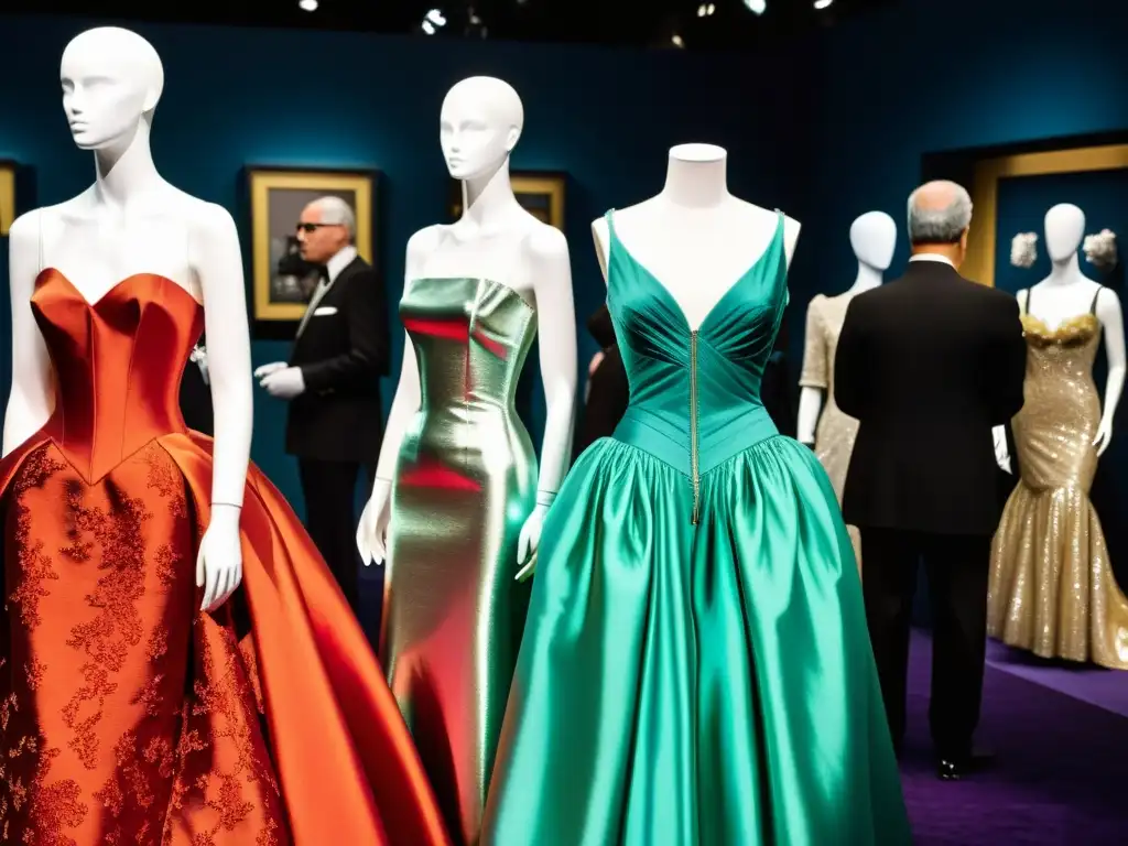 Exhibición de moda Balenciaga: sinergia moda Balenciaga impacto cultural en la vibrante y sofisticada atmósfera de la sala llena de gente