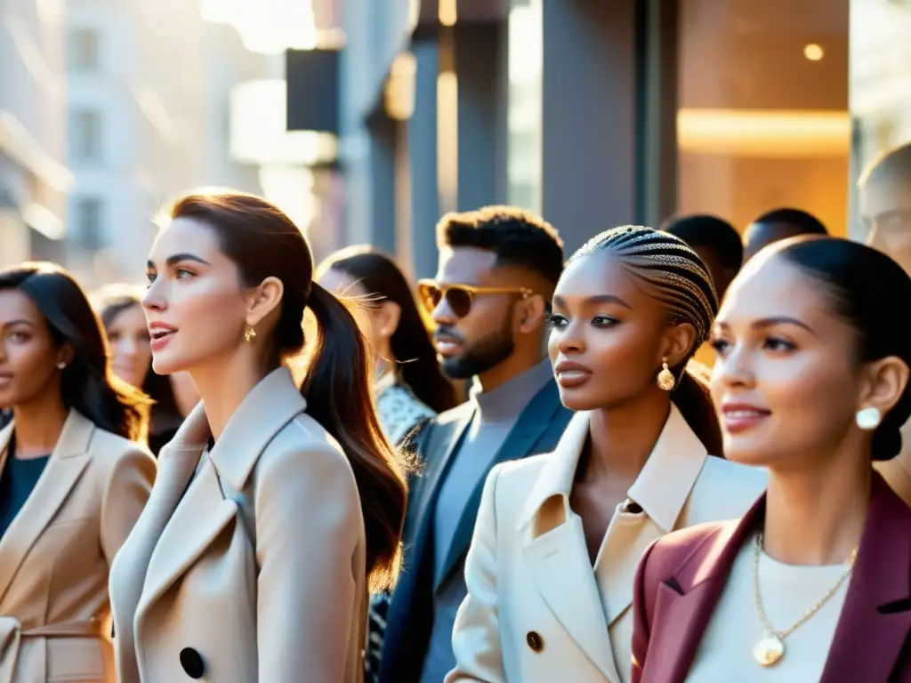 Multitud emocionada espera el lanzamiento limitado de moda, reflejando el impacto de lanzamientos limitados en moda con gran emoción y diversidad