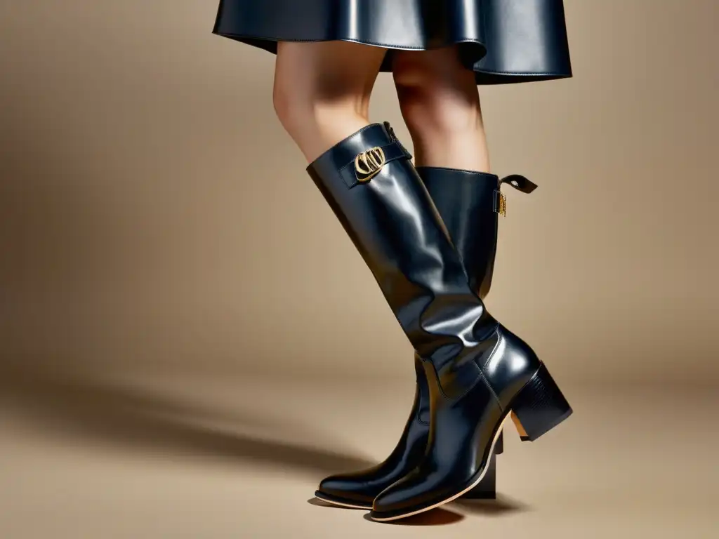 Un par de botas negras de Jimmy Choo destacan con elegancia en la ciudad, tendencias de moda