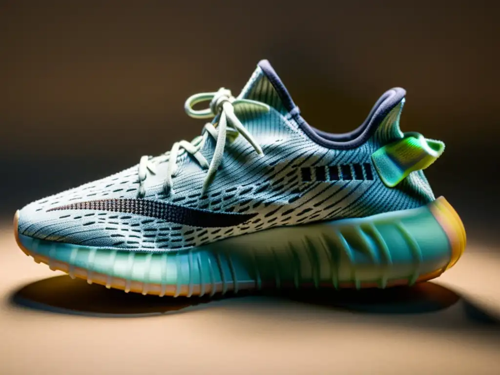 Sneakers Adidas Yeezy: Detalles exclusivos en alta resolución Un par de zapatillas Adidas Yeezy en primer plano, mostrando detalles exclusivos y textura