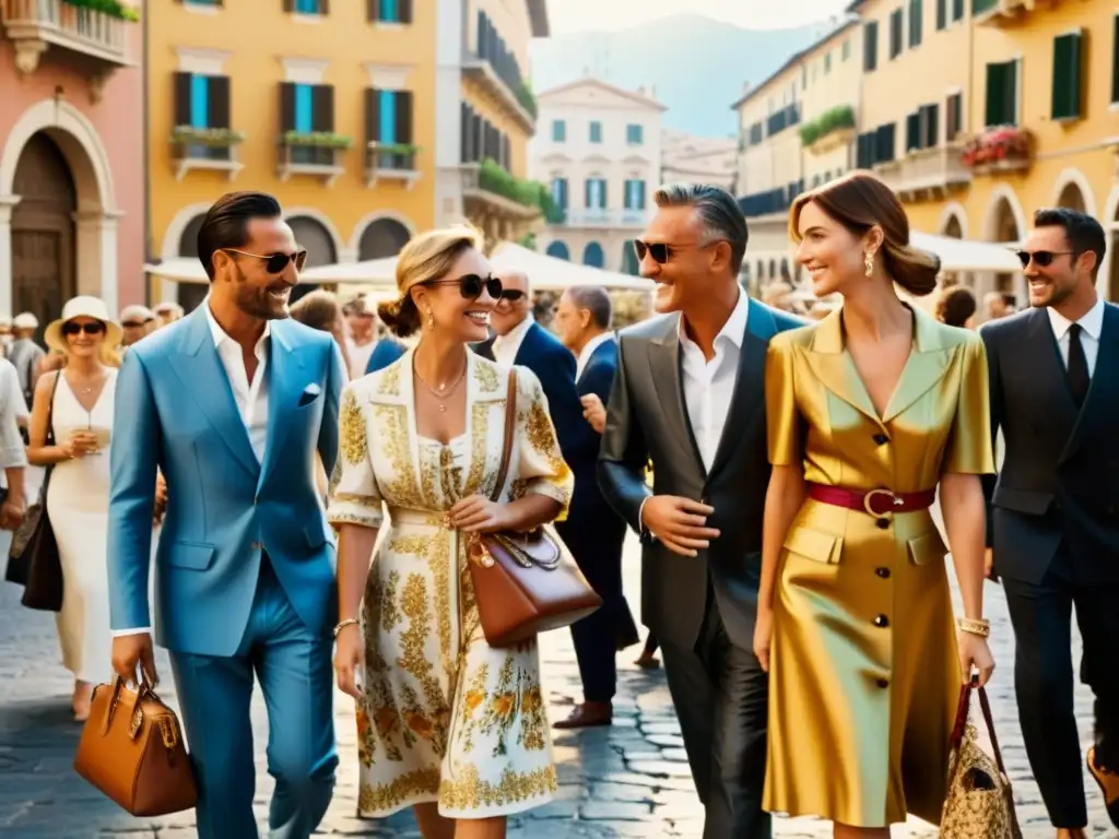 Plaza italiana llena de vida con impacto cultural de Dolce & Gabbana en la moda y la sociedad italiana