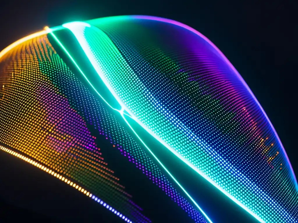 Una prenda eTextile de alta tecnología iluminada con luces LED futuristas, fusionando la moda y la electrónica en una revolución wearable