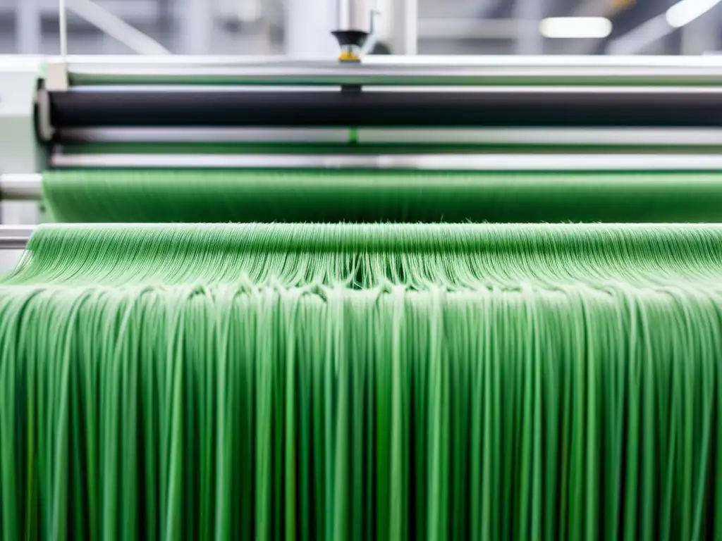 Proceso innovador de hilado de polímeros naturales en la industria textil, resaltando su naturaleza ecoamigable y sostenible