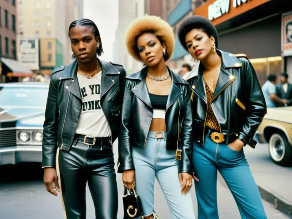 Un retrato en blanco y negro de la evolución de la moda en Nueva York durante los años 70, con jóvenes vistiendo tendencias punk, disco y hip-hop en las calles de la ciudad