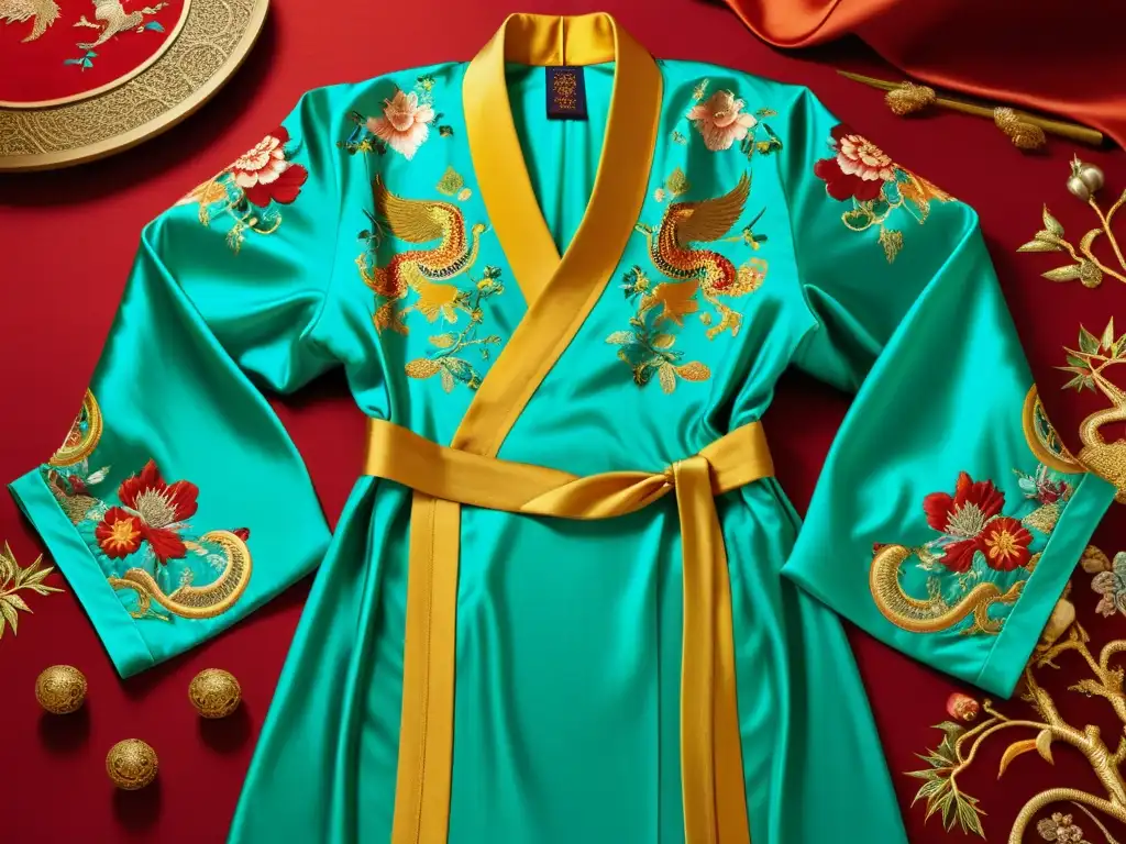 Una seda China Chinoserie fascina con sus detalles y colores, evocando opulencia y la fascinación occidental por las sedas orientales