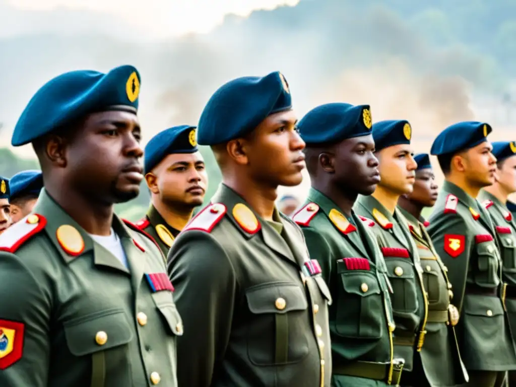 Soldados con boinas y boinas, entrenamiento de guerra urbana, emblemas distintivos, determinación y el impacto de la moda militar civil