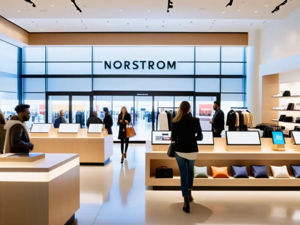 Tienda Nordstrom con moda moderna y atmósfera cálida