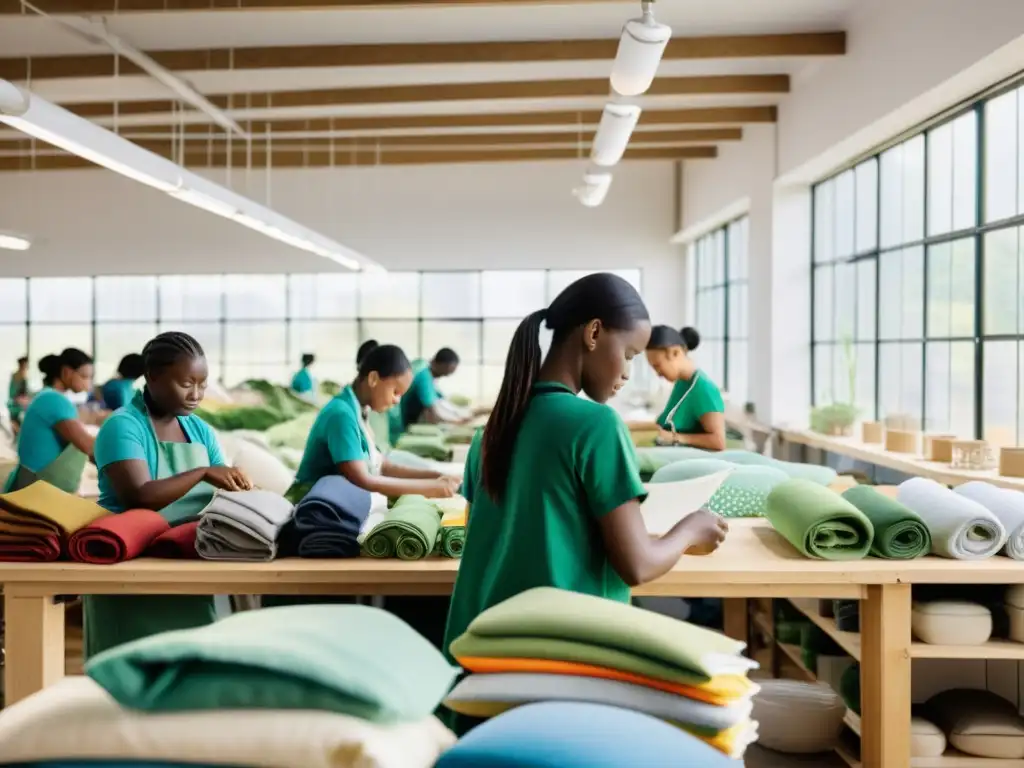 Trabajadores en fábrica de moda responsable Alianza Adidas Parley elaborando zapatillas ecoamigables con materiales reciclados