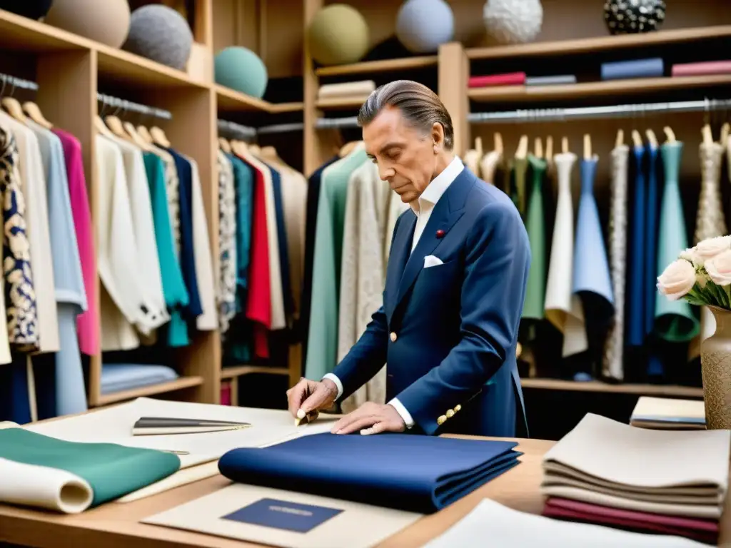 Valentino Garavani inspecciona prendas en su atelier, reflejando su vida y legado en la moda con intensa dedicación y creatividad