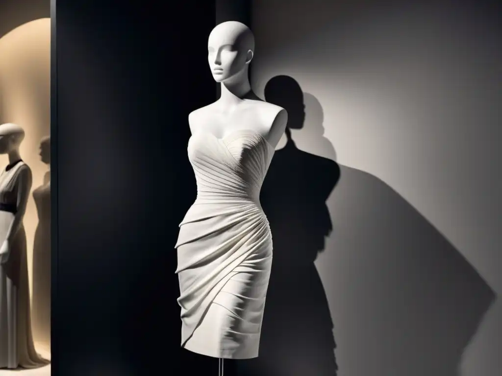 Vestido Junon Dior moda posguerra en maniquí, iluminado en museo