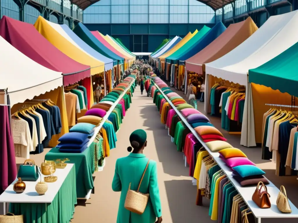 Vibrante mercado de lujo de segunda mano, donde la moda consciente brilla con colores y diversidad de opciones para los compradores