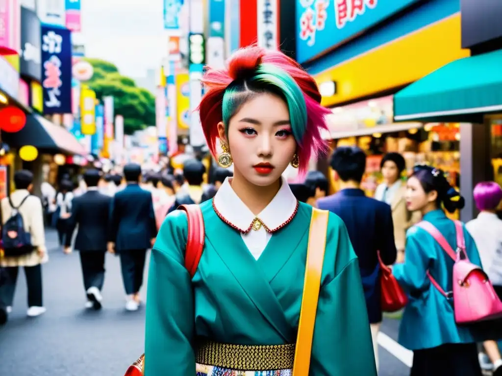 Vibrante moda japonesa contemporánea y tradicional en las calles de Harajuku, Tokio