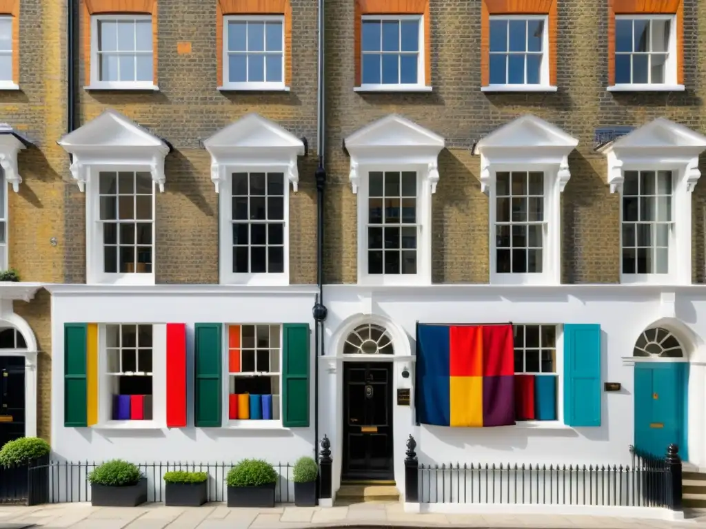 Vista soleada de histórica Savile Row, con elegantes edificios georgianos y tiendas de sastrería