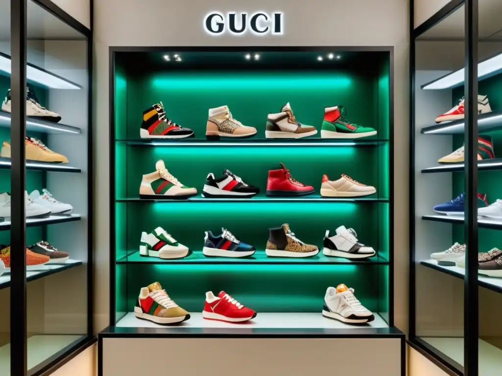 Una vitrina llena de zapatillas de diseñador de marcas como Gucci, Balenciaga y Off-White