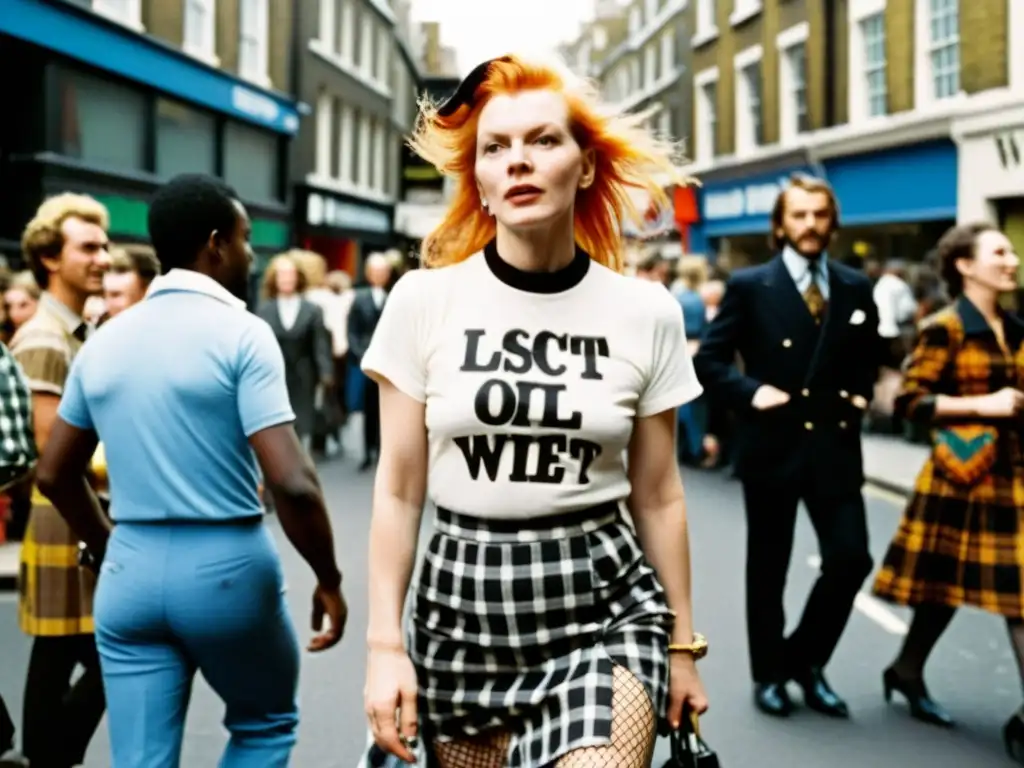 Vivienne Westwood desafía con su moda punk en las calles de Londres en los años 70, mostrando su impacto en la moda